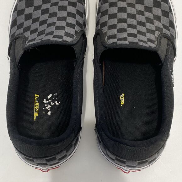 Vans Men's 11.5 Asher Deluxe Sneaker Classic Slip On Checkerboard Black Gray - Picture 11 of 11